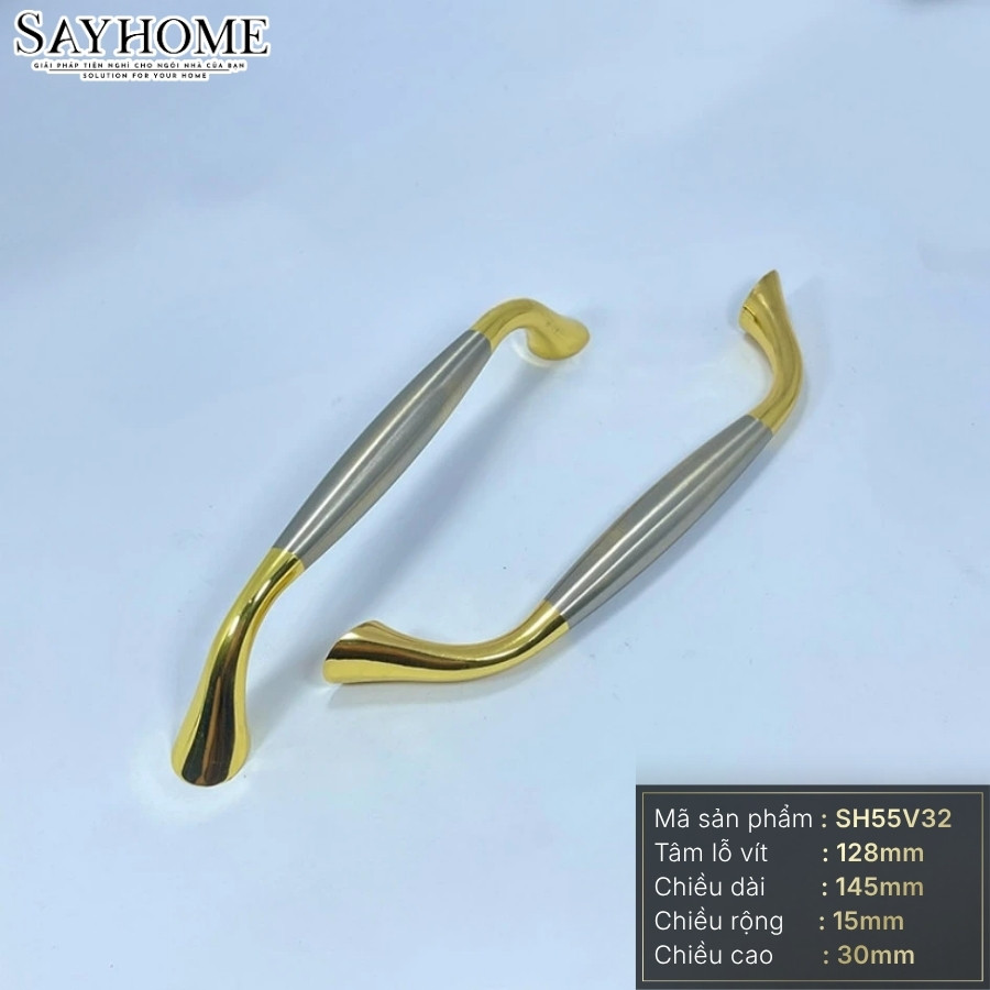 Tay nắm tủ hiện đại màu vàng 18k mặt inox sh55V32 tại thành phố Hồ Chí Minh