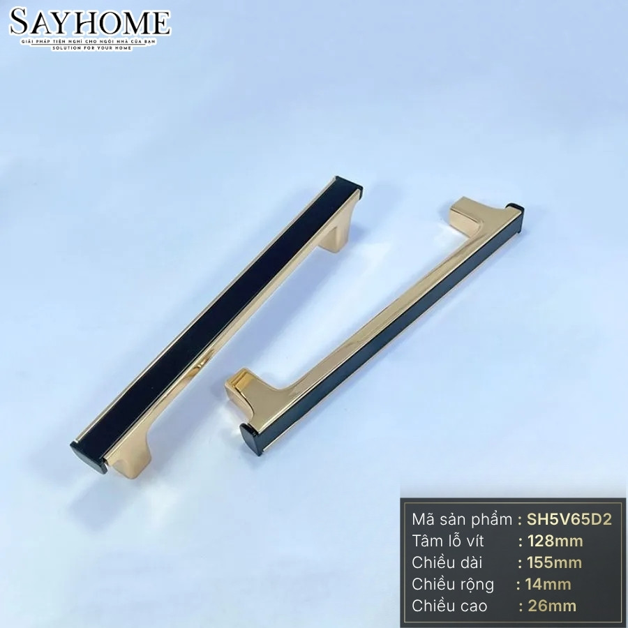 Tay nắm tủ hiện đại màu vàng gold đen SH5V65D2 tại Tân Bình