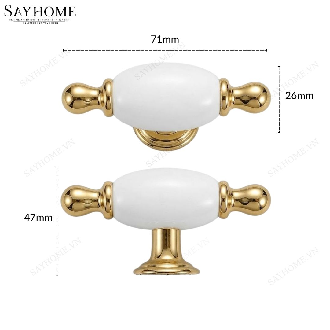 Núm tủ tân cổ điển vintage màu vàng gold gốm sứ SH6833 tại thành phố Hồ Chí Minh