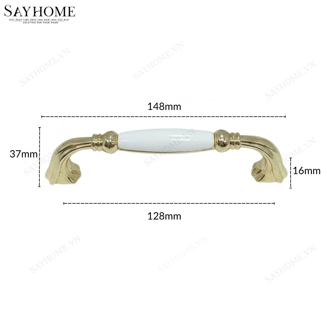 Tay nắm tủ tân cổ điển Vintage màu vàng mặt sứ trắng SH70VT05 tại thành phố Hồ Chí Minh