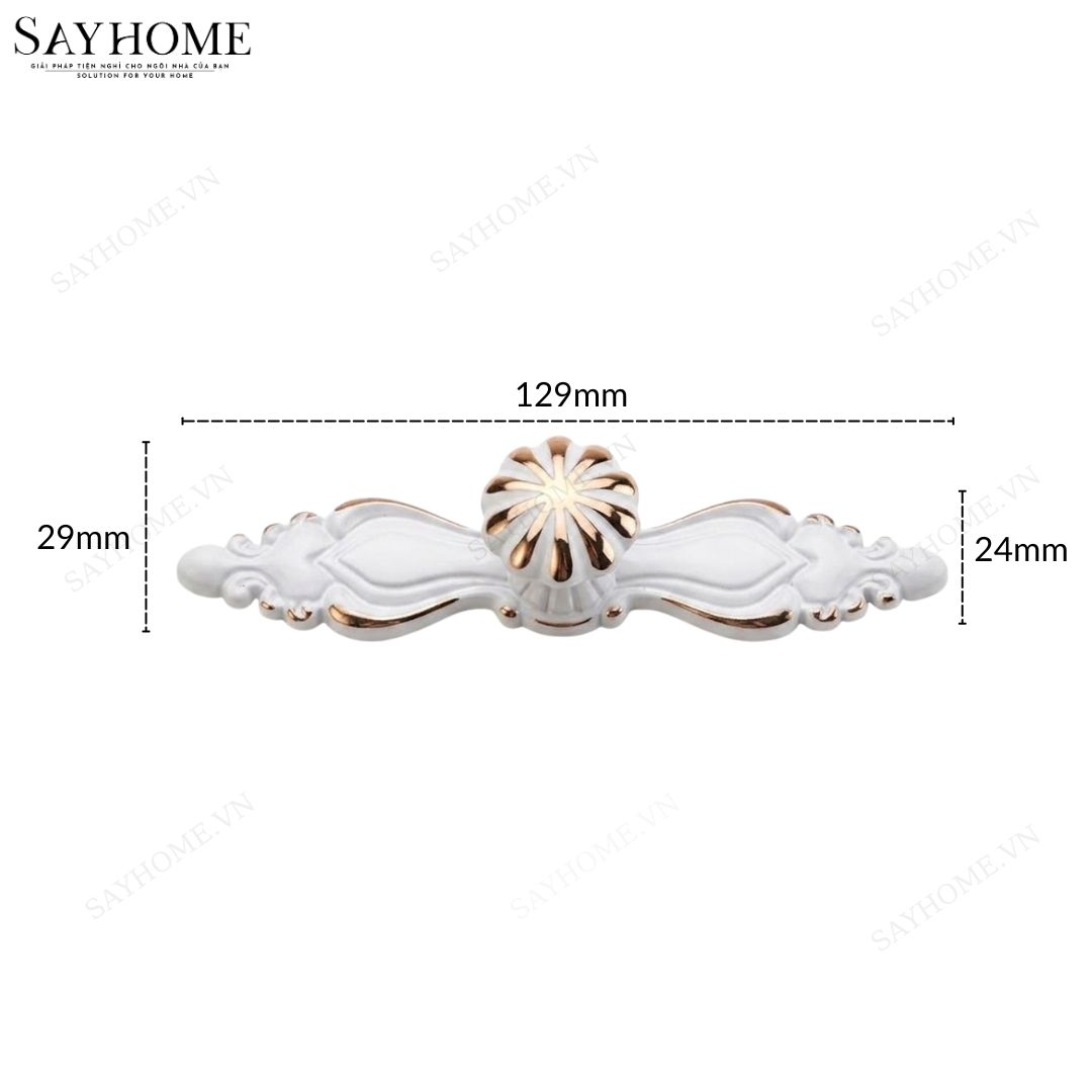 Tay nắm tủ tân cổ điển vintange màu trắng vàng SH8853 tại thành phố Hồ Chí Minh