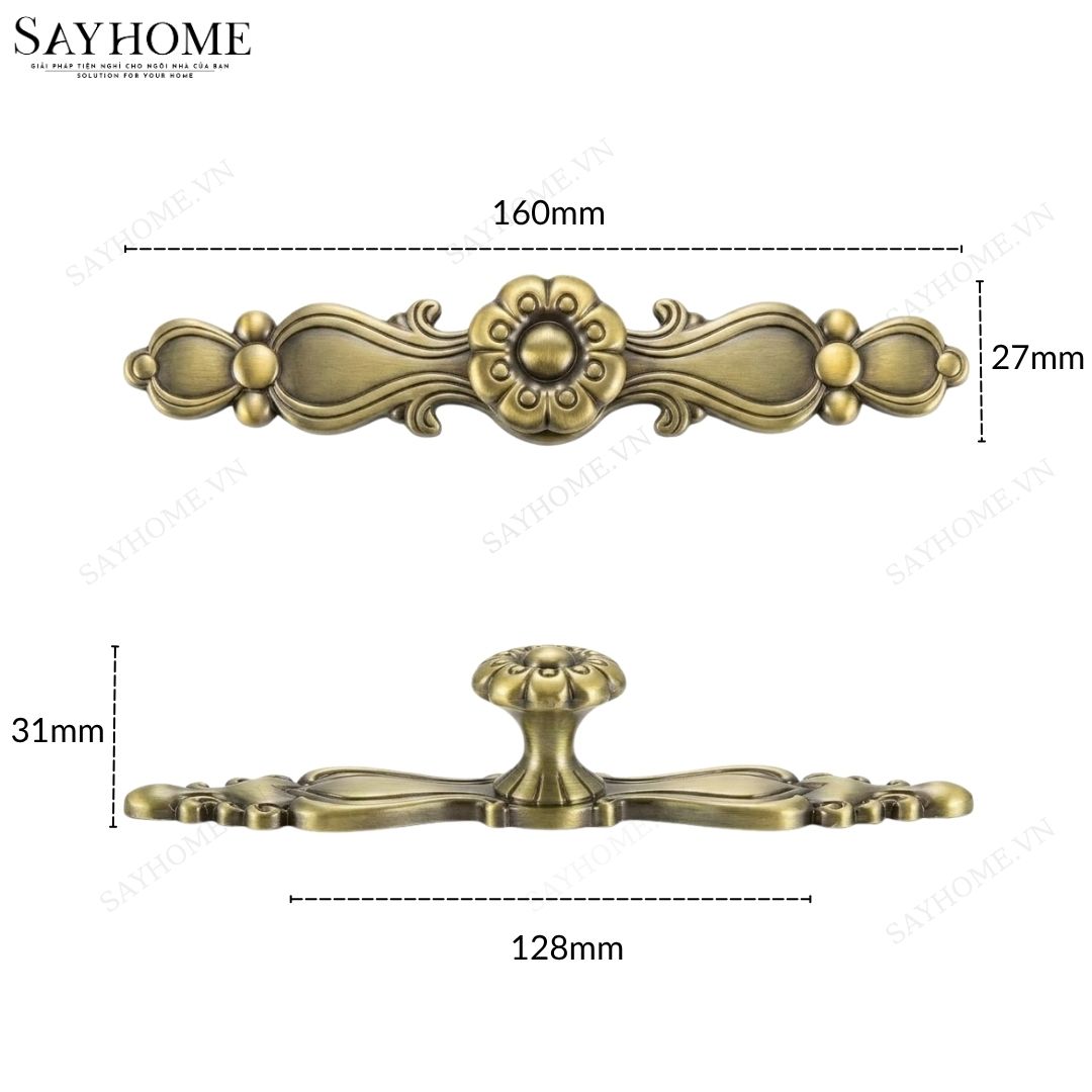 Tay nắm tủ tân cổ điển Vintage màu đồng SH10D58 tại thành phố Hồ Chí Minh