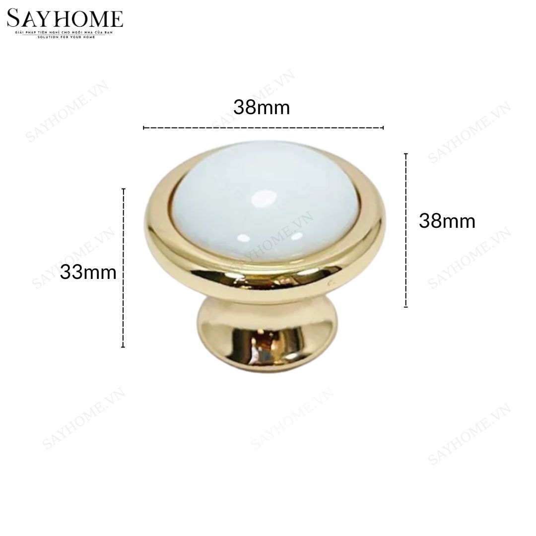 Núm tủ hiện đại màu vàng gold mặt sứ trắng SH9021 tại thành phố Hồ Chí Minh