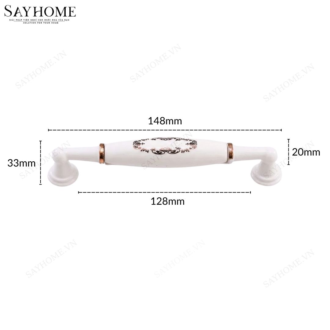 Tay nắm tủ tân cổ điển Vintage màu trắng ngọc trai mặt sứ trắng SH9345 tại thành phố Hồ Chí Minh