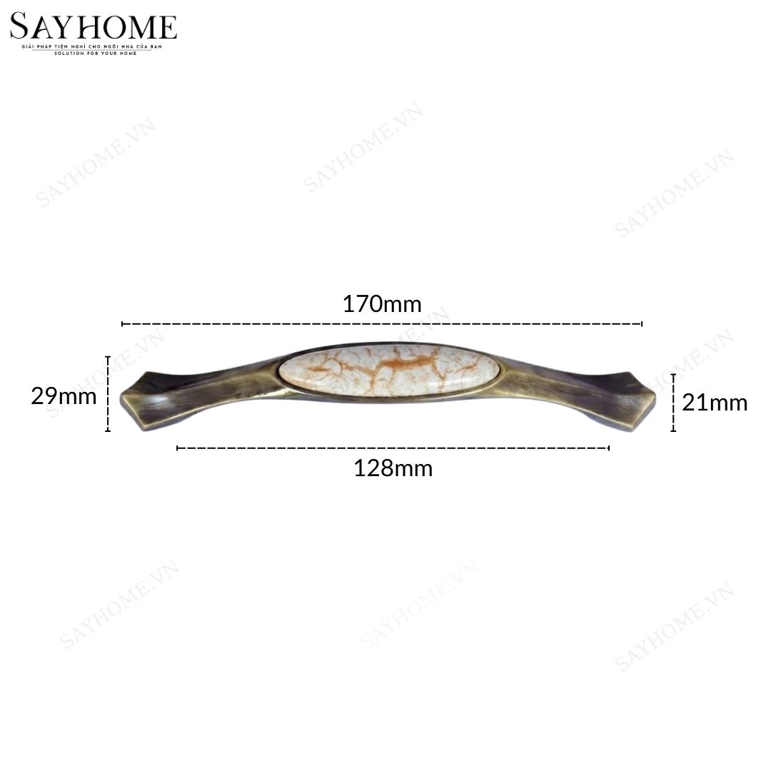 Tay nắm tủ tân cổ điển Vintage màu đồng mặt sứ SH9377 tại thành phố Hồ Chí Minh