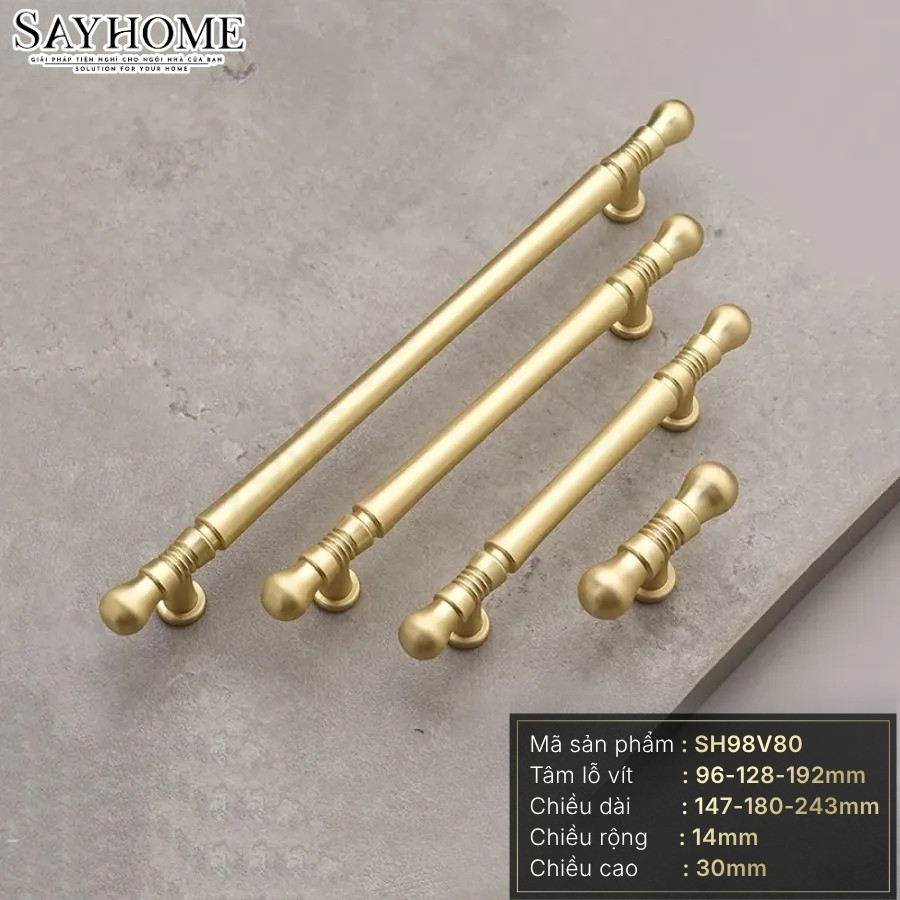 Tay nắm tủ tân cổ điển Vintage màu vàng gold SH98V80 tại thành phố Hồ Chí Minh