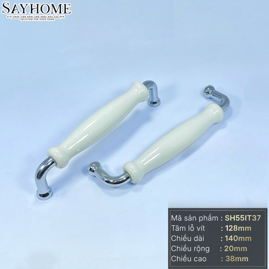 Tay nắm tủ hiện đại màu inox mặt sứ trắng SH55IT37 tại thành phố Hồ Chí Minh
