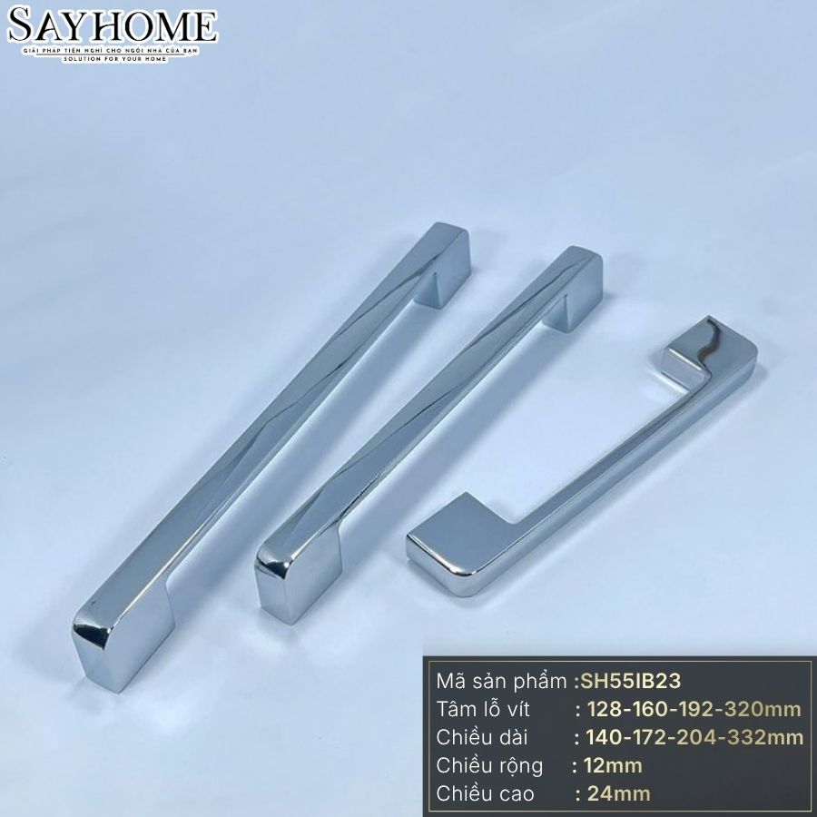 Tay nắm tủ hiện đại màu inox bóng SH55IB23 tại Tân Bình