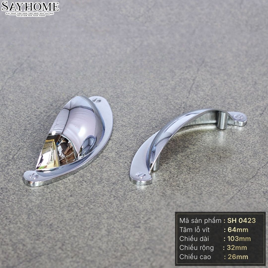 Tay nắm tủ hiện đại bán nguyệt màu inox SH0423 tại thành phố Hồ Chí Minh