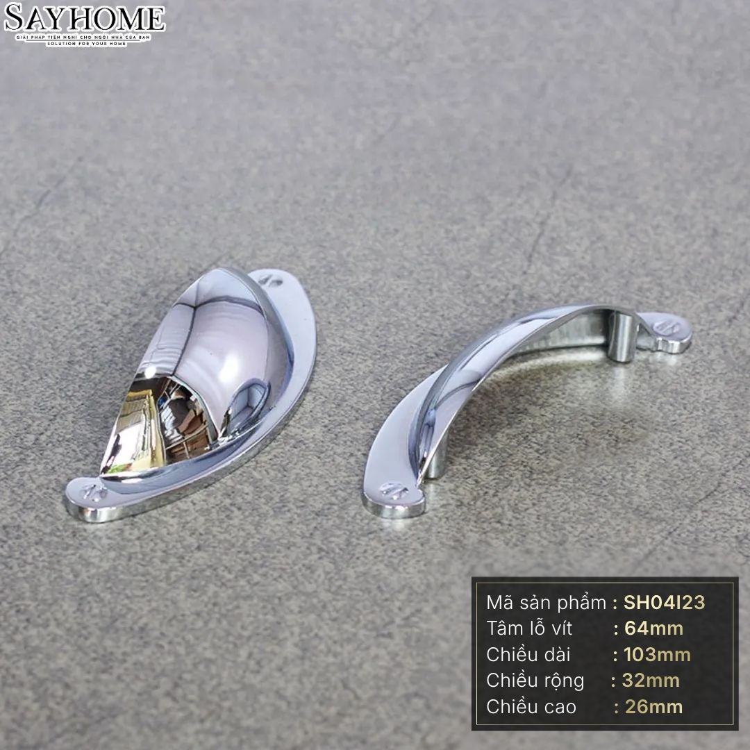 Tay nắm tủ hiện đại bán nguyệt màu inox SH04I23 tại thành phố Hồ Chí Minh