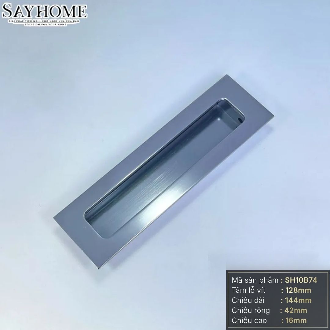 Tay nắm âm tủ hiện đại màu bạc SH10B74 tại Tân Bình