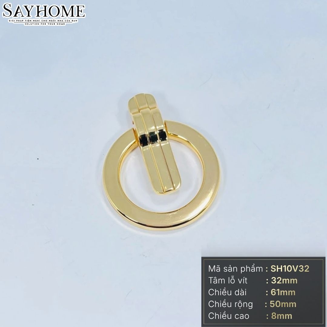 Tay nắm tủ khoen tròn tân cổ điển Vintage màu vàng gold SH10V32 tại thành phố Hồ Chí Minh