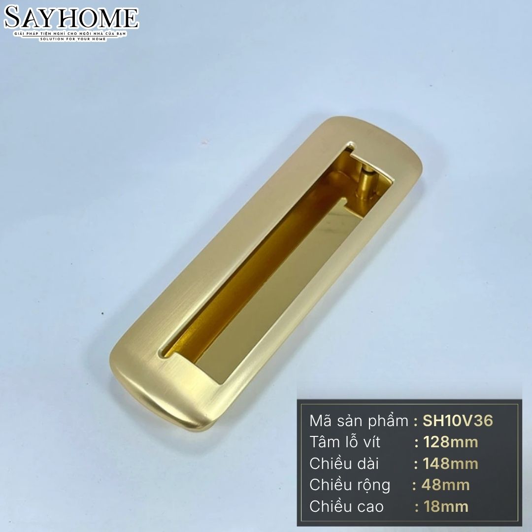 Tay nắm âm tủ hiện đại màu vàng gold SH10V36 tại thành phố Hồ Chí Minh