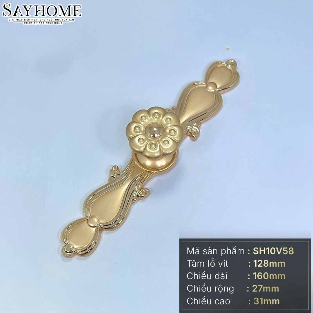 Tay nắm tủ tân cổ điển vintage màu vàng gold SH10V58 tại thành phố Hồ Chí Minh
