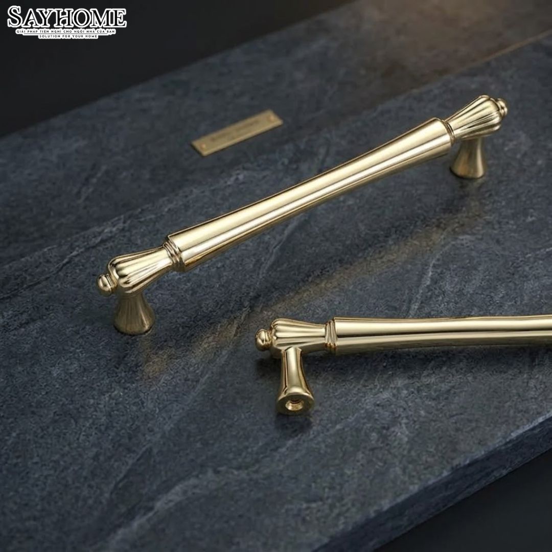 Tay nắm tủ tân cổ điển màu vàng gold SH1156 tại Tân Bình