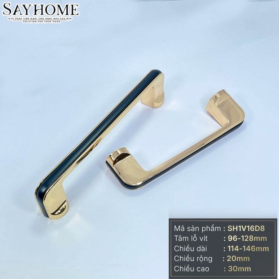 Tay nắm tủ hiện đại màu vàng Gold mặt đen SH1V16D8 tại thành phố Hồ Chí Minh
