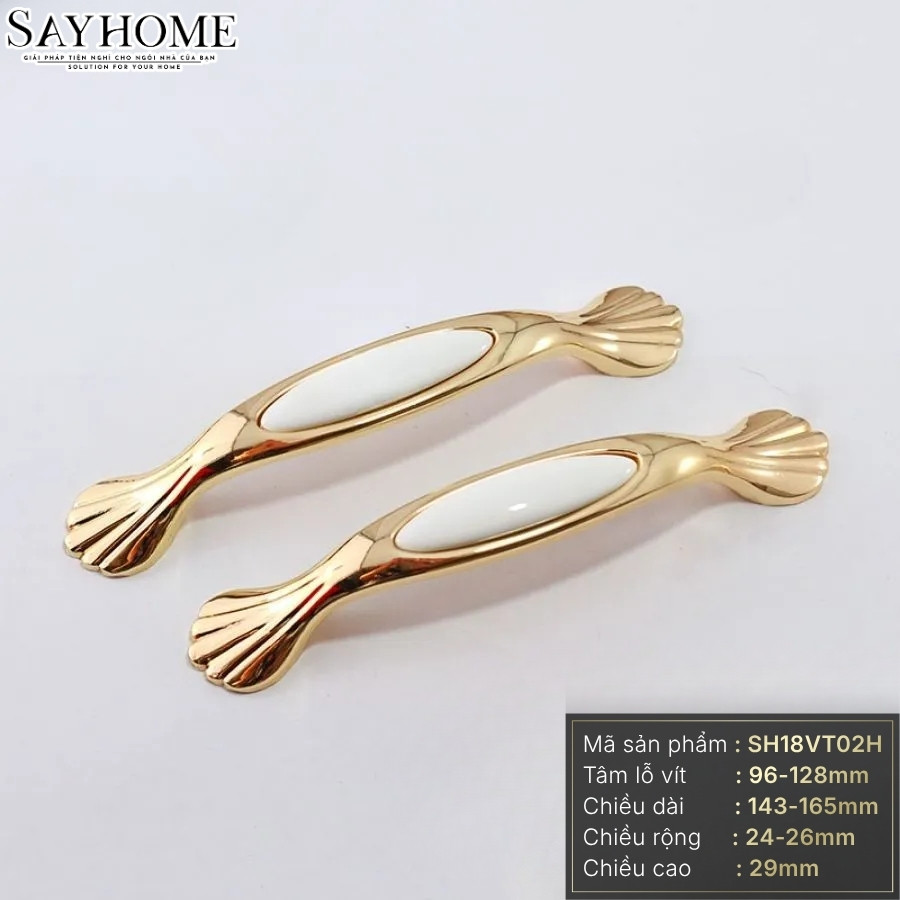Tay nắm tủ tân cổ điển Vintage màu vàng mặt sứ trắng không hoa văn SH1802 tại Thành phố Hồ Chí Minh