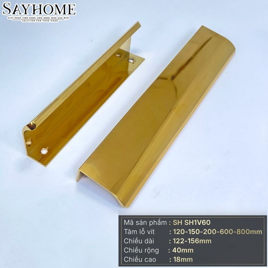 Tay nắm tủ áo thanh dài hiện đại màu vàng gold SH1V60 tại thành phố Hồ Chí Minh