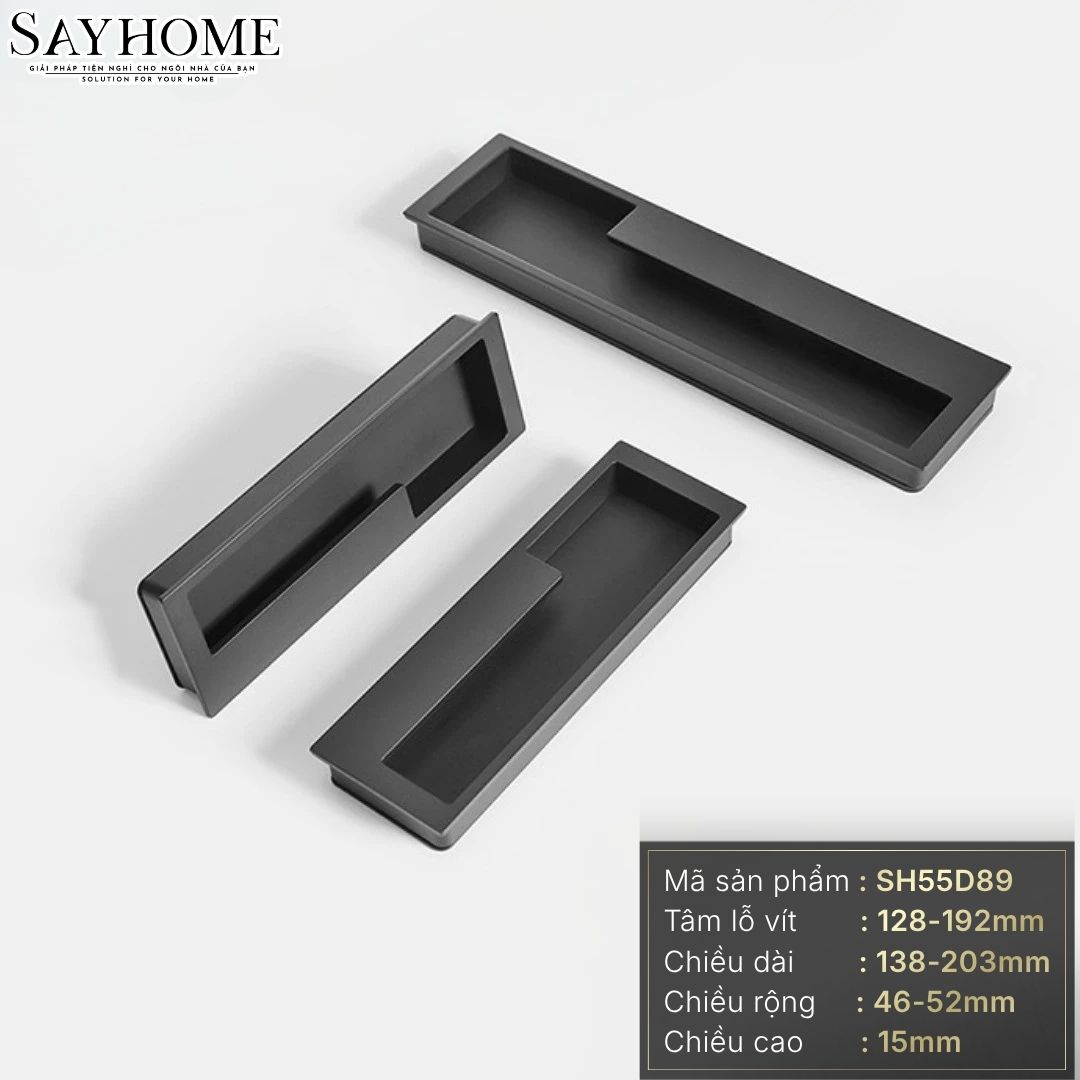 Tay nắm âm tủ cao cấp hiện đại màu đen SH55D89 tại thành phố Hồ Chí Minh