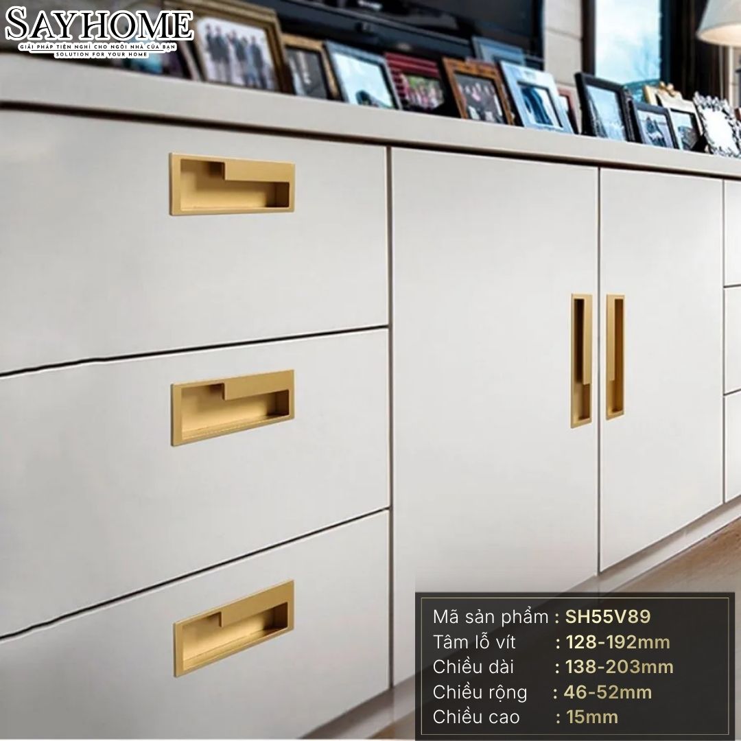 Tay nắm âm tủ hiện đại màu vàng gold SH55V89 tại thành phố Hồ Chí Minh