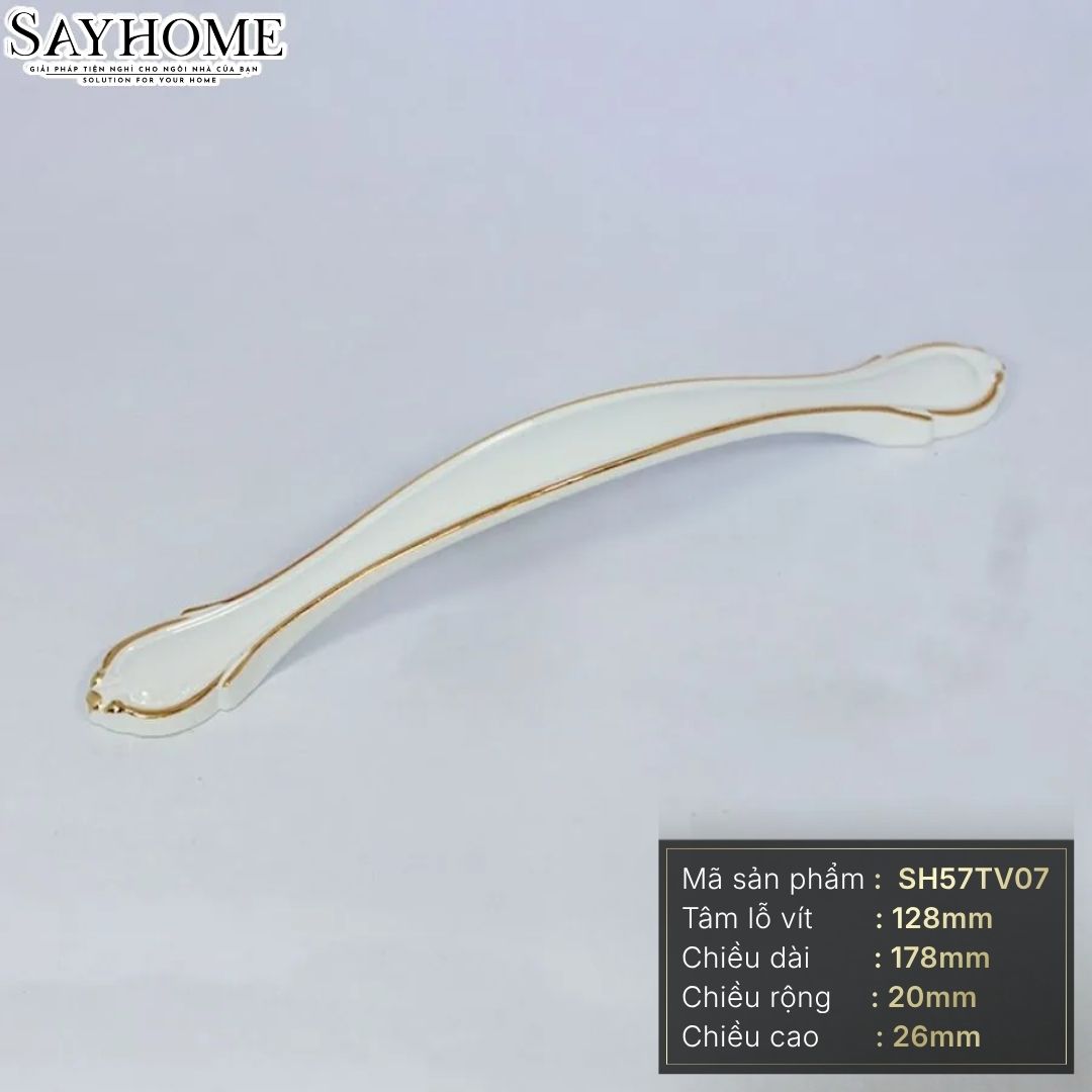 Tay nắm tủ tân cổ điển Vintage màu trắng vàng SH57TV07 tại thành phố Hồ Chí Minh