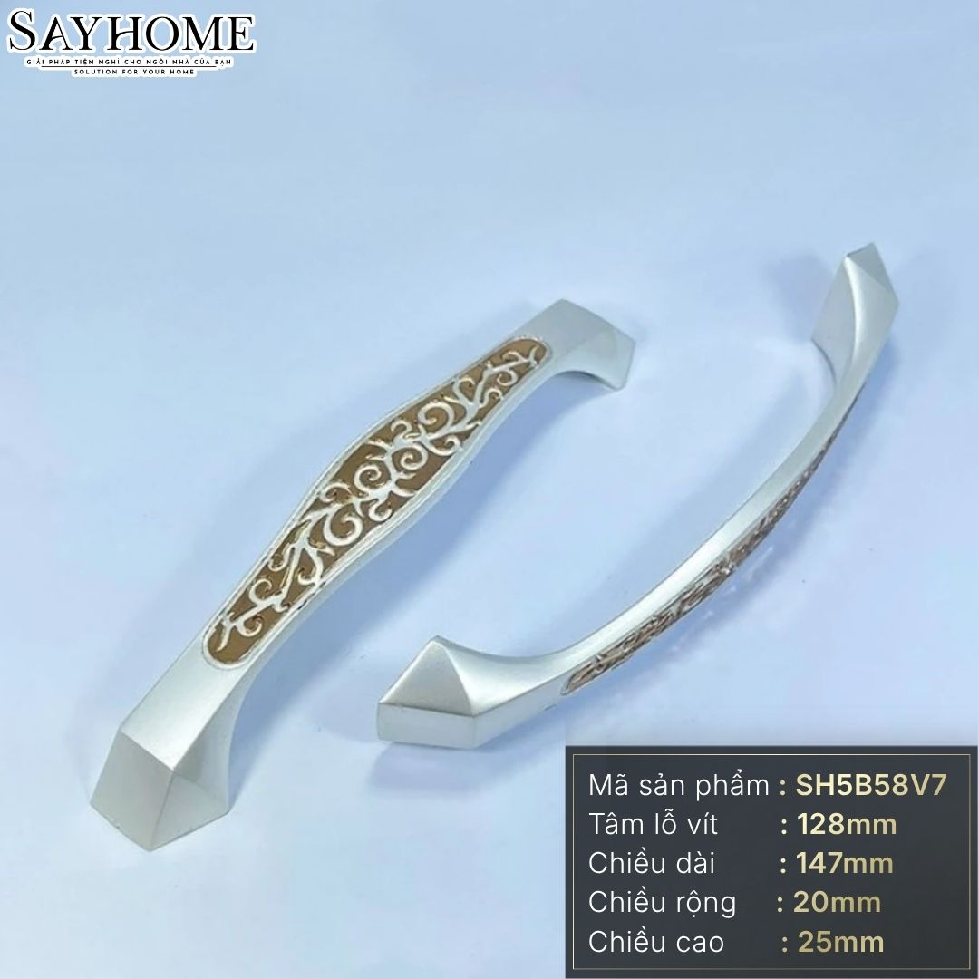 Tay nắm tủ tân cổ điển vintage màu bạc vàng SH5B58V7 tại thành phố Hồ Chí Minh