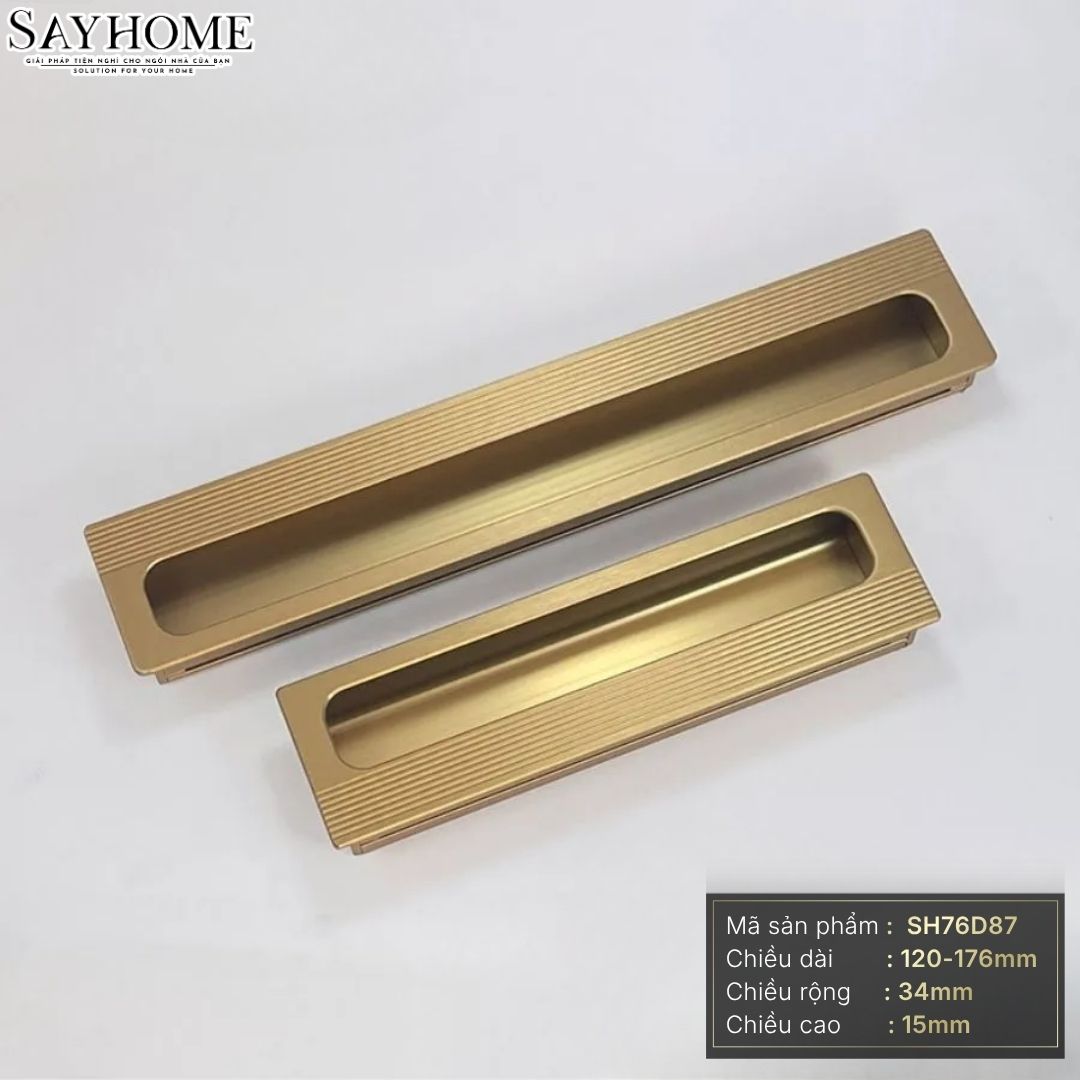 Tay nắm âm tủ hiện đại màu vàng đồng SH76D87 tại thành phố Hồ Chí Minh