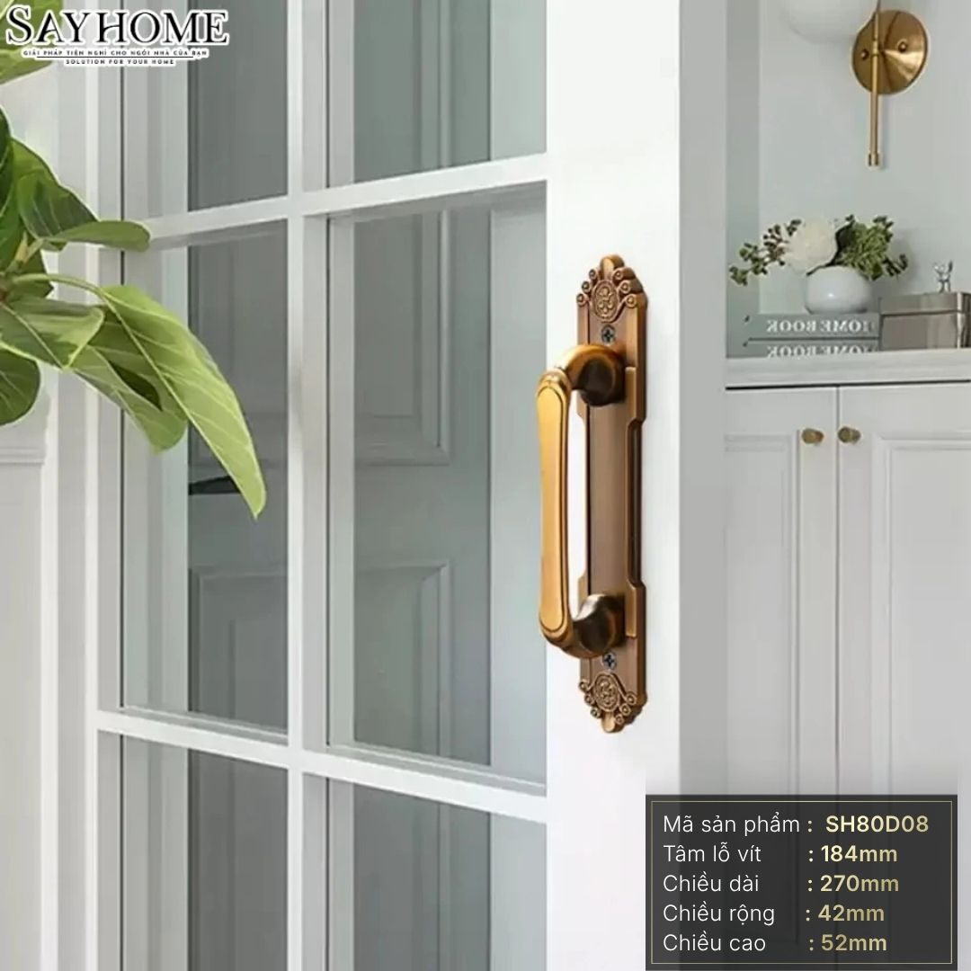 Tay nắm tủ tân cổ điển Vintage màu đồng SH80D08 tại thành phố Hồ Chí Minh