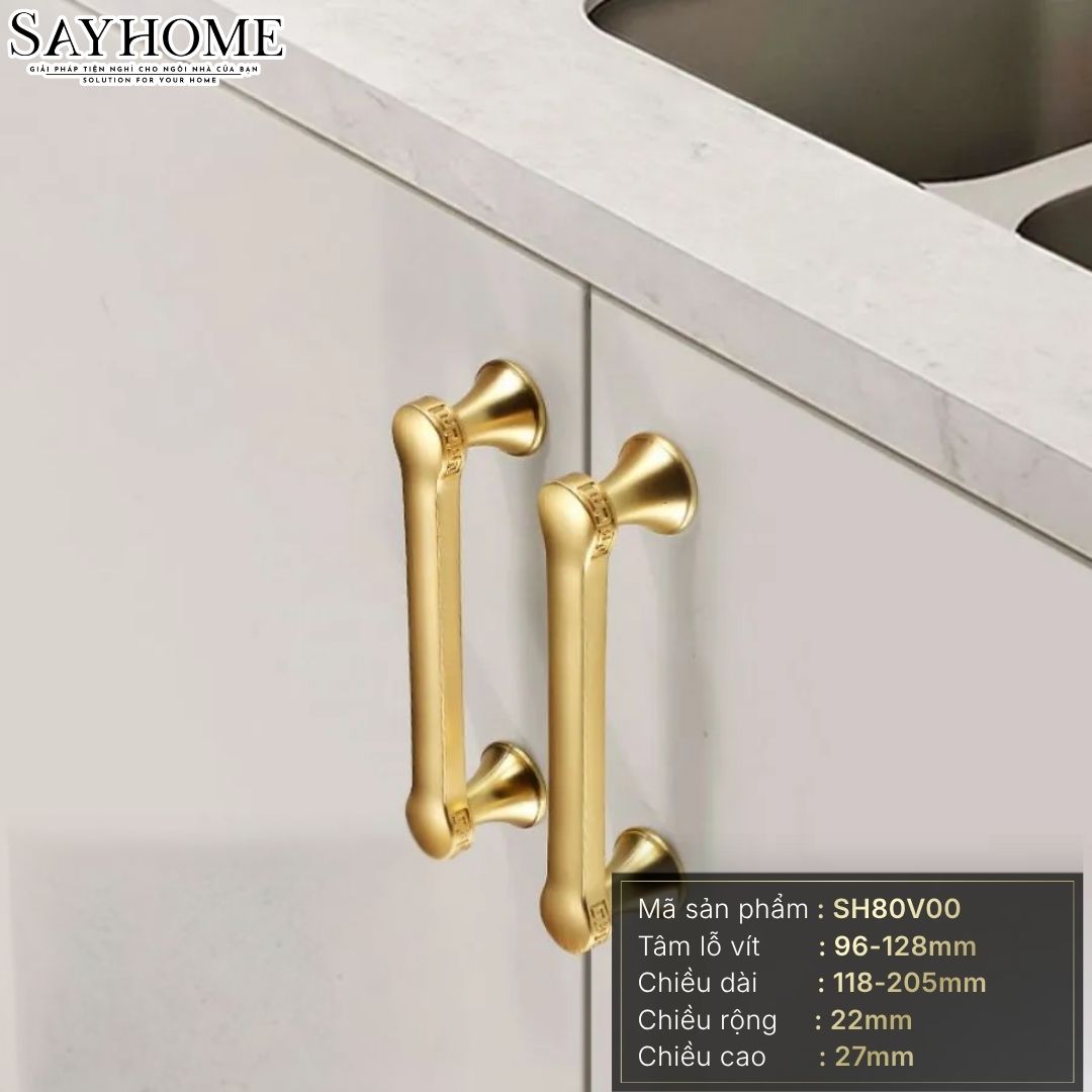 Tay nắm tủ tân cổ điển Vintage màu vàng xước SH80V00 tại thành phố Hồ Chí Minh