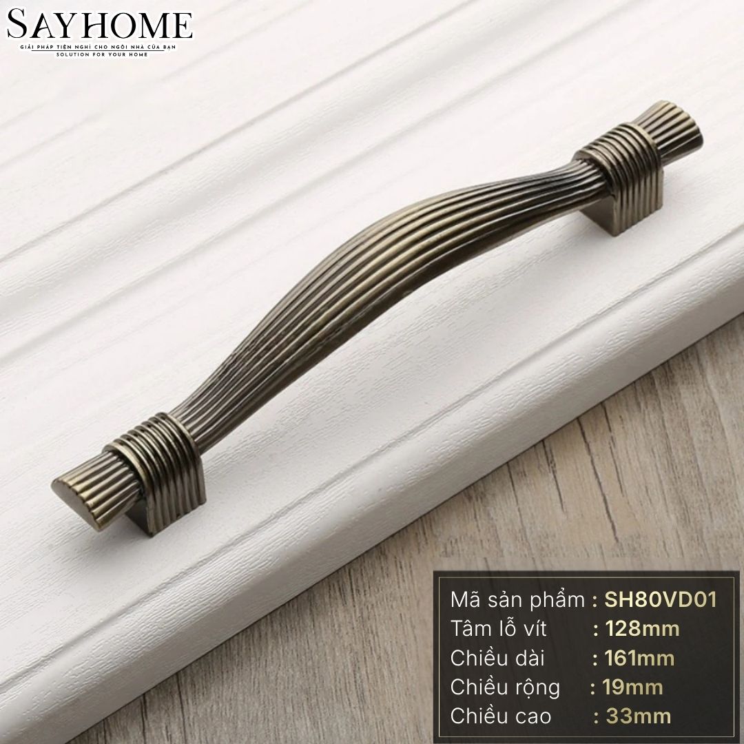 Tay nắm tủ tân cổ điển vintage màu vàng đồng SH80VD01 tại thành phố Hồ Chí Minh