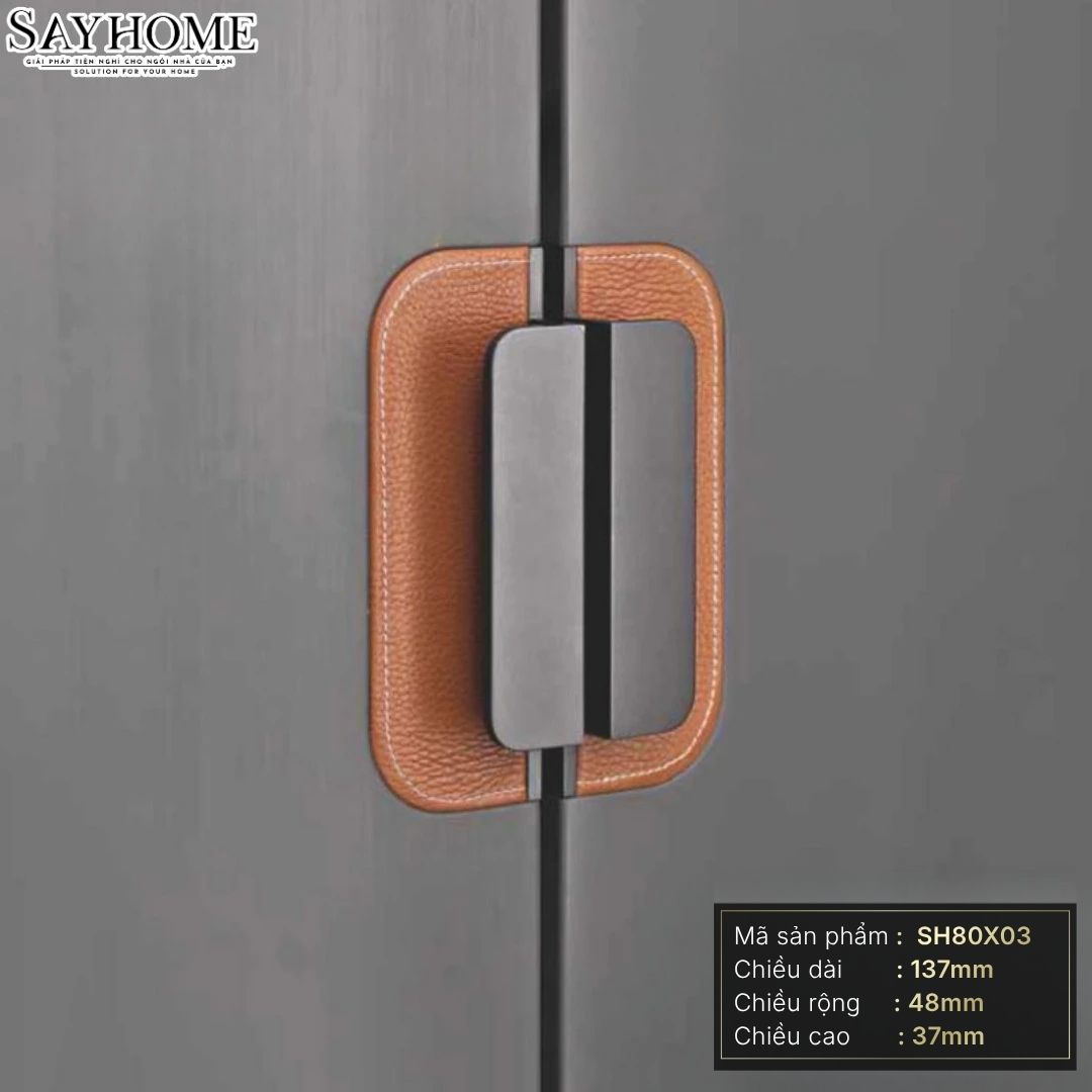 Tay nắm da hiện đại màu ghi xám SH80X03 tại thành phố Hồ Chí Minh