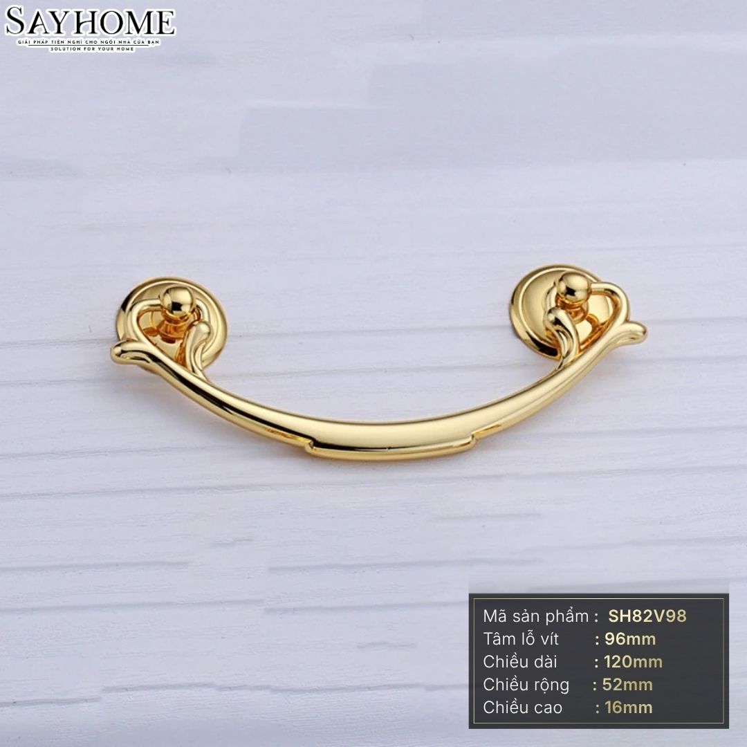 Tay nắm tủ tân cổ điển Vintage màu vàng gold 18k SH82V98 tại thành phố Hồ Chí Minh