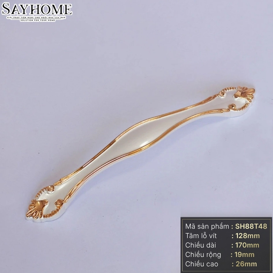 Tay nắm tủ tân cổ điển Vintage màu trắng ngọc trai dát vàng SH88T48 tại Thành phố Hồ Chí Minh