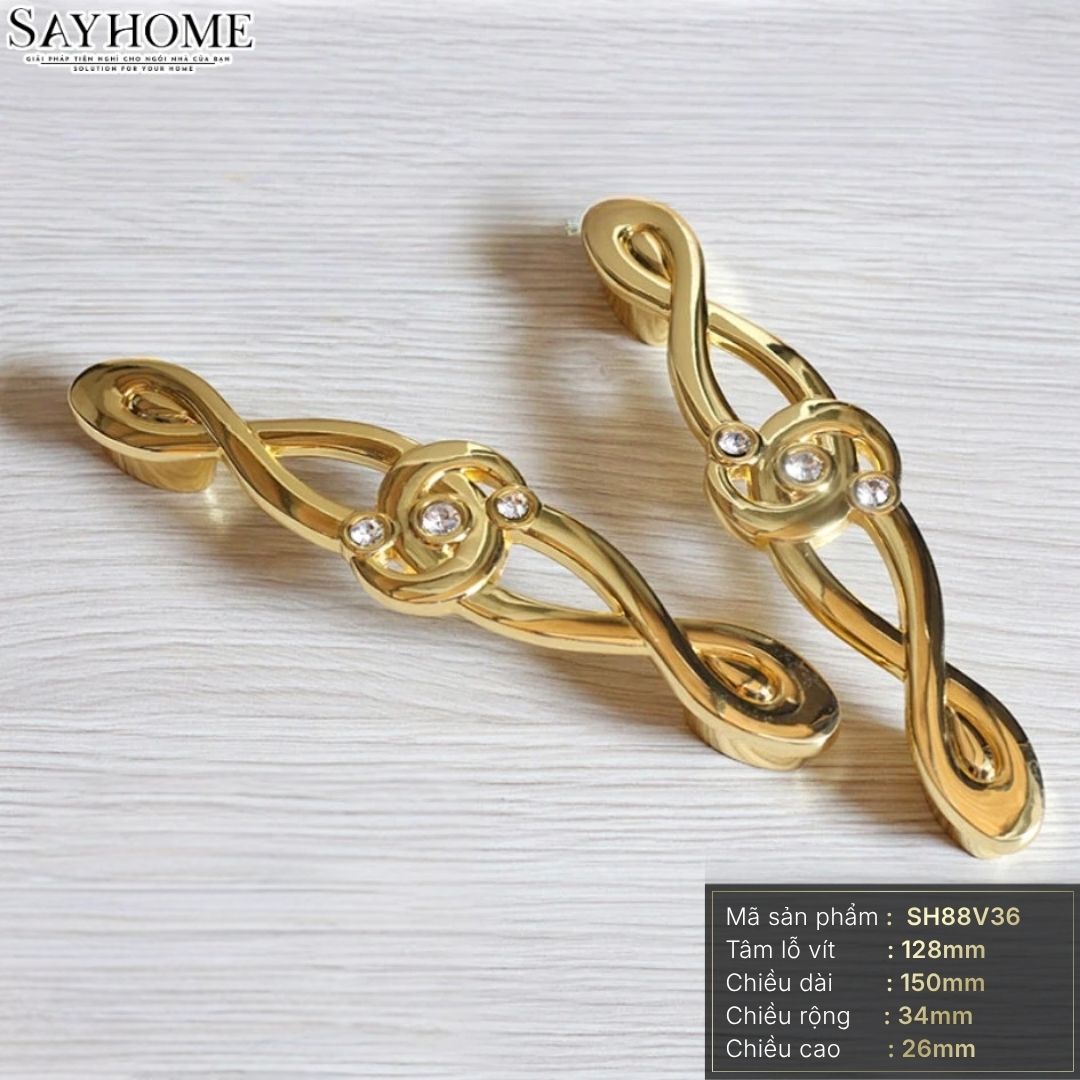 Tay nắm tủ tân cổ điển Vintage màu vàng gold SH88V36 tại thành phố Hồ Chí Minh