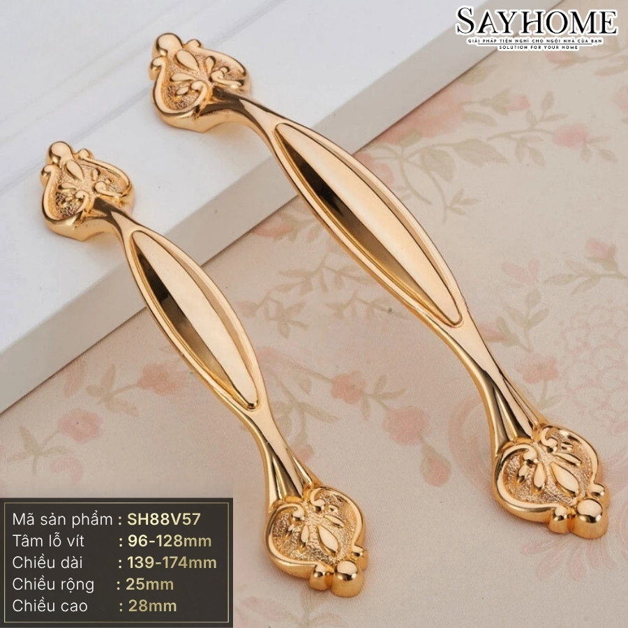 Tay nắm tủ tân cổ điển màu vàng gold SH88V57 tại thành phố Hồ Chí Minh