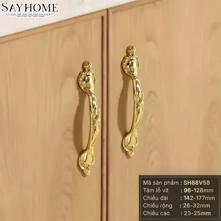 Tay nắm tủ tân cổ điển vintage màu vàng gold SH88V58 tại Thành phố Hồ Chí Minh