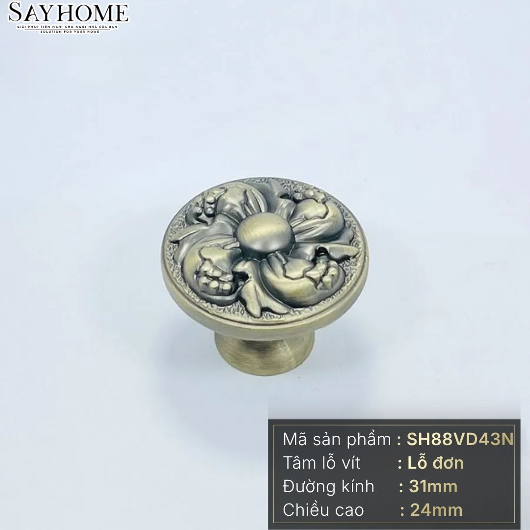Núm tủ tân cổ điển vintage màu vàng đồng SH88VD43N tại thành phố Hồ Chí Minh