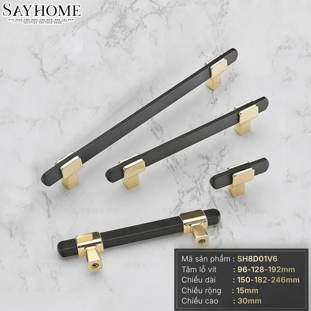 Tay nắm đũa hiện đại màu đen vàng SH8D01V6 tại thành phố Hồ Chí Minh