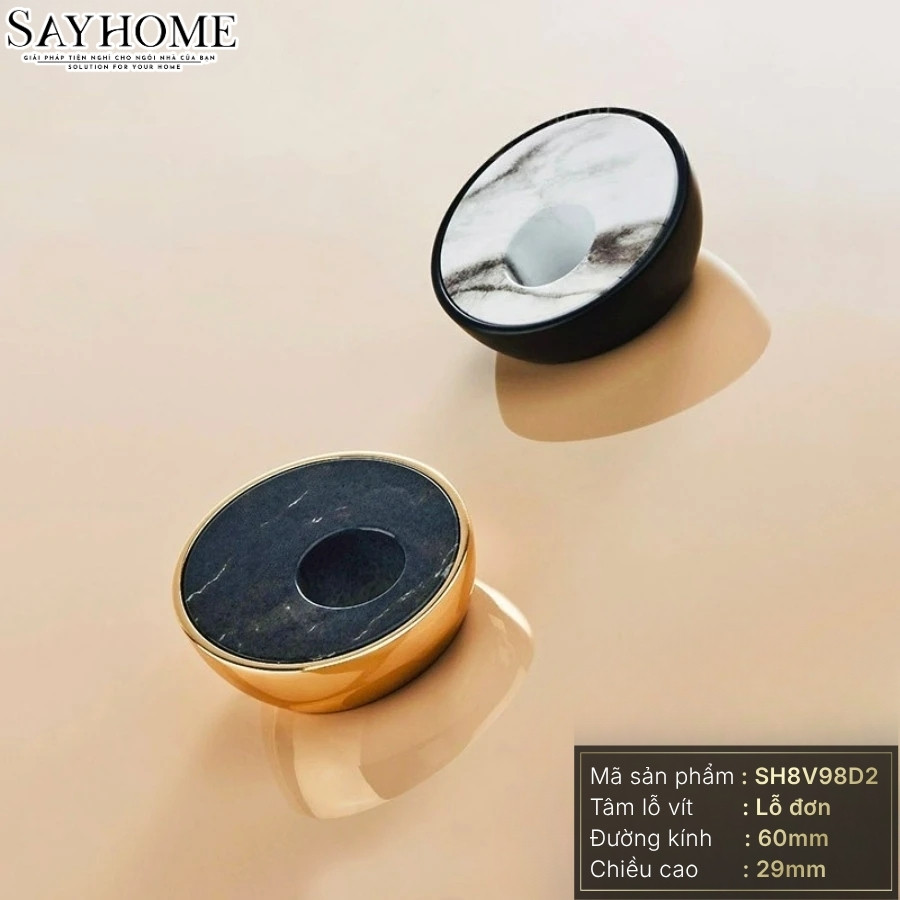 Tay nắm tủ tân cổ điển Vintage màu vàng và màu đen khảm đá SH8V98D2 tại Thành phố Hồ Chí Minh