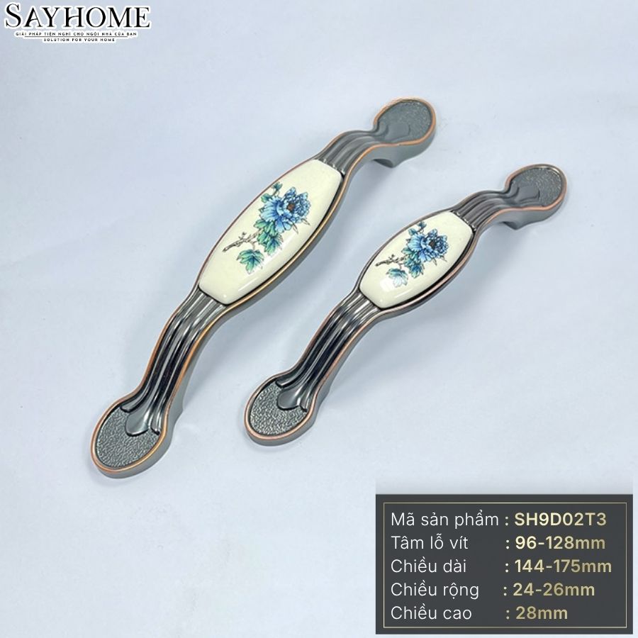 Tay nắm tủ tân cổ điển Vintage màu đồng đen mặt sứ trắng SH9D02T3 tại thành phố Hồ Chí Minh