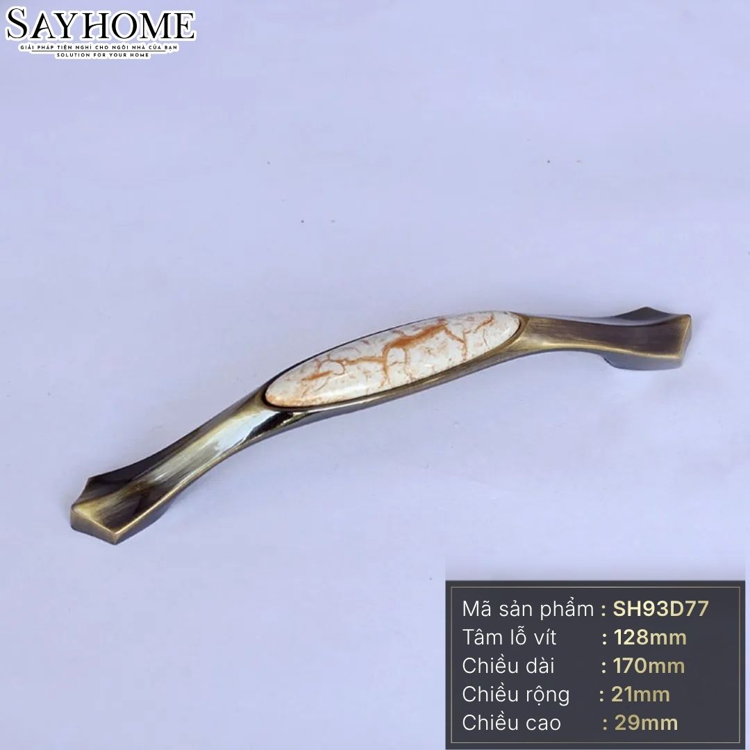 Tay nắm tủ tân cổ điển Vintage màu đồng mặt sứ SH93D77 tại thành phố Hồ Chí Minh