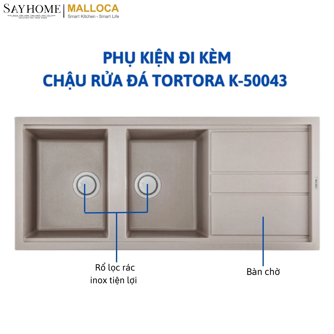 Chậu rửa đá 2 ngăn Malloca TORTORA K-50043 tại thành phố Hồ Chí Minh