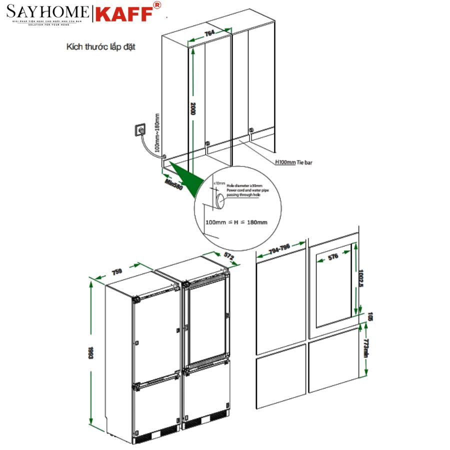 Tủ lạnh KAFF KF - BI438W LUXURY âm toàn phần 436 lít tại thành phố Hồ Chí Minh