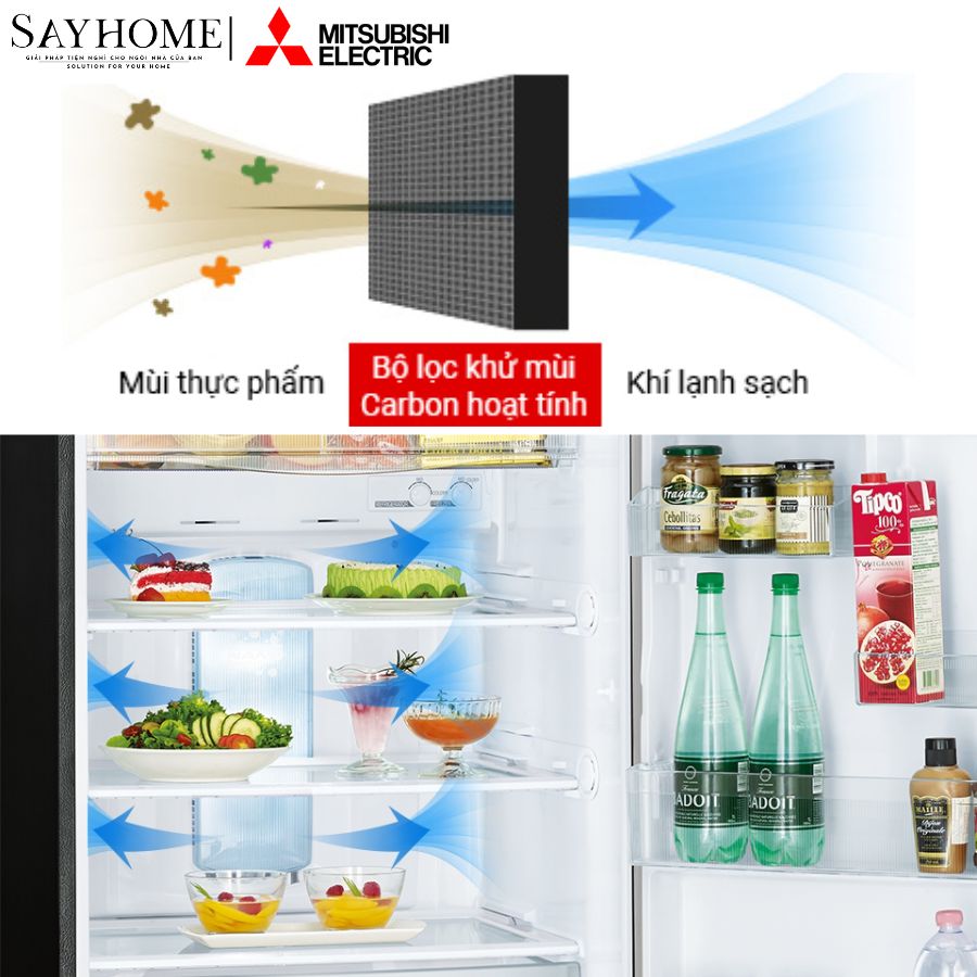 Tủ lạnh 6 cánh Mitsubishi MR-WX52D vàng hồng ánh kim 506 Lít tại thành phố Hồ Chí Minh