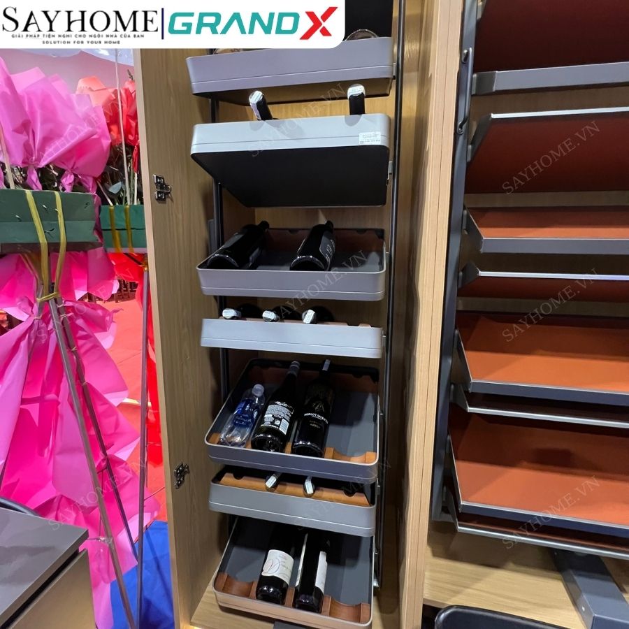 Tủ rượu vang GrandX XW.600T titanium xoay 8 tầng tại Thành phố Hồ Chí Minh