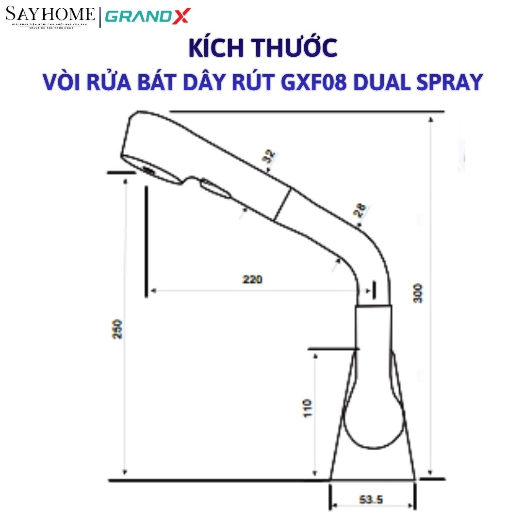 Vòi rửa chén GRANDX GXF08 DUAL SPRAY tại thành phố Hồ Chí Minh
