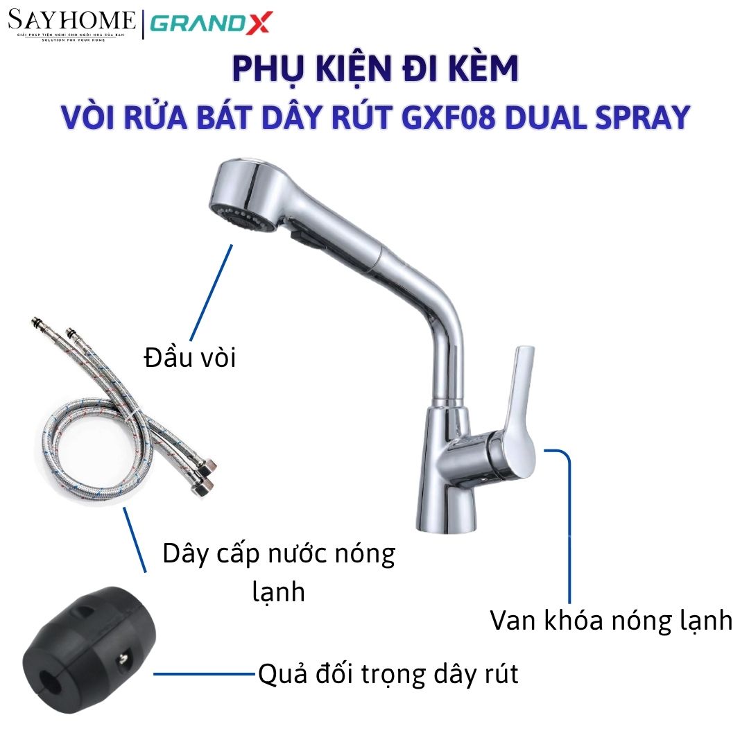 Vòi rửa chén GRANDX GXF08 DUAL SPRAY tại thành phố Hồ Chí Minh