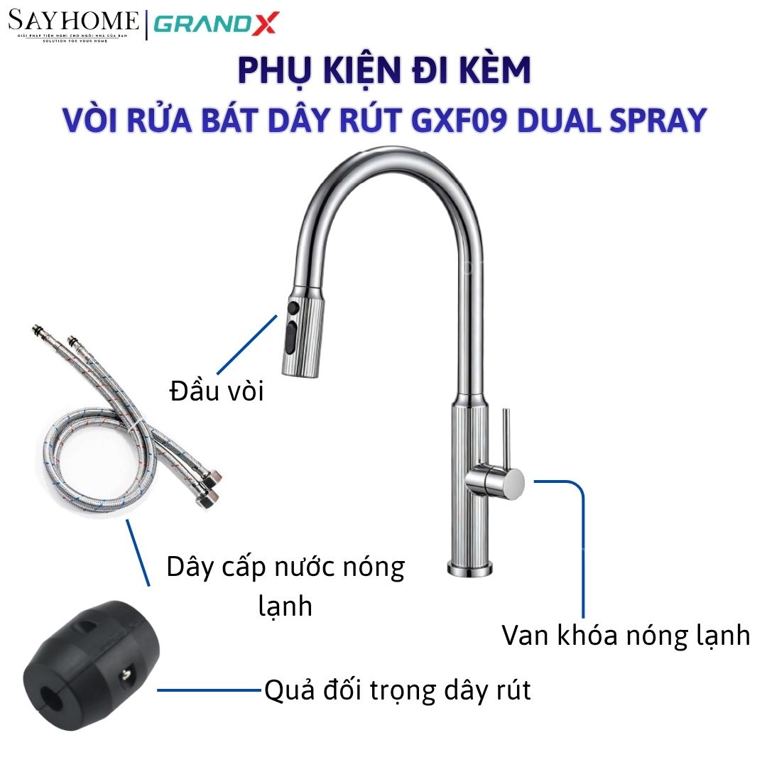 Vòi rửa chén GRANDX GXF09 DUAL SPRAY tại thành phố Hồ Chí Minh