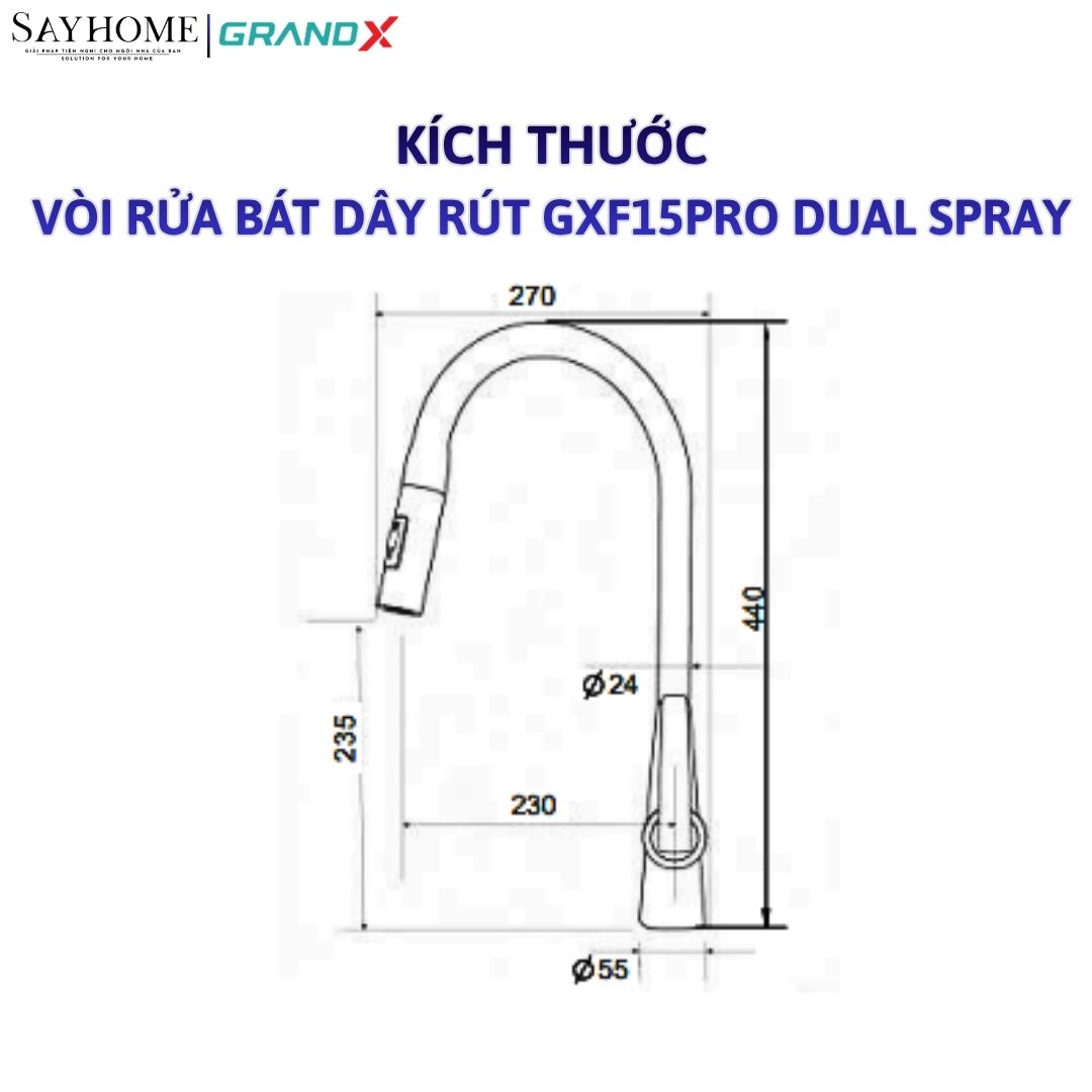 Vòi rửa chén GRANDX GXF15Pro DUAL SPRAY tại thành phố Hồ Chí Minh