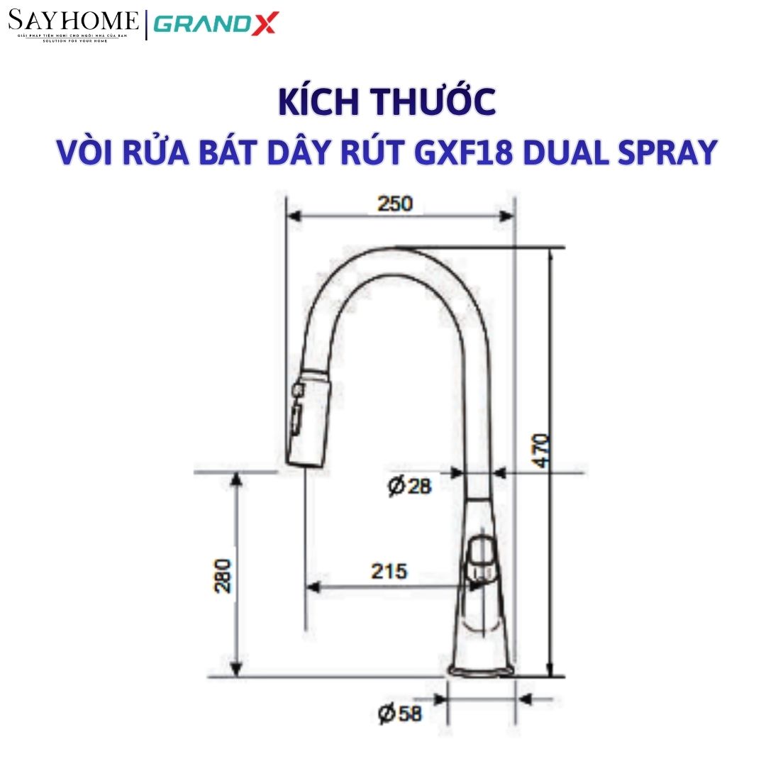 Vòi rửa chén GRANDX GXF18 DUAL SPRAY tại thành phố Hồ Chí Minh
